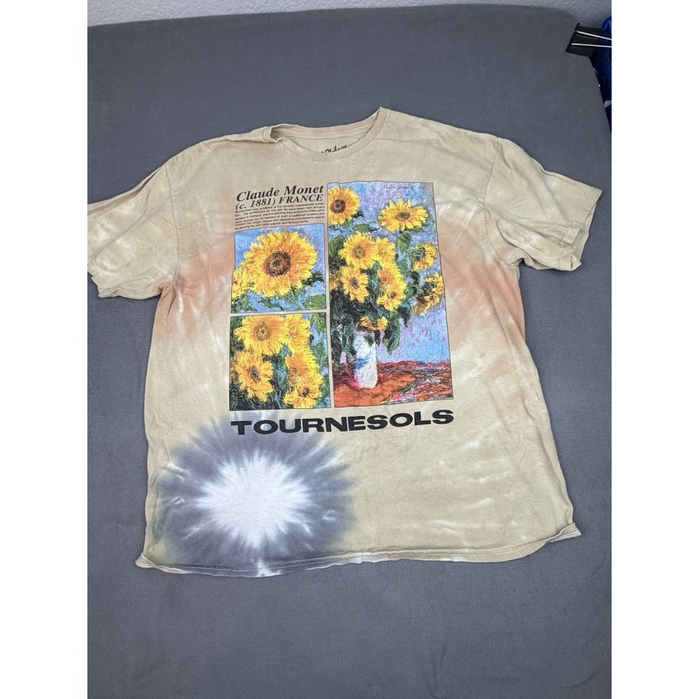 Claude‎ Monet Art Shirt Mens Large Yellow Tournesols Lightweight Flowers Crew